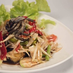 🌟ตำบักหุ่งผลาร้ามักแฮง [ตำมะละกอ] (Papaya Salad with Fermented Fish Sauce)