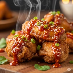 ไก่ซอสเกาหลี ปีกกลางไก่ 4 ชิ้น ( ปีกจิ๋ว )