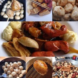ข้าวกระเพราพริกแห้ง ลูกชิ้นทอดทองสุข