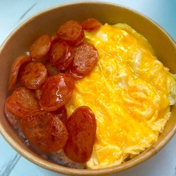 ข้าวกุนเชียงทอด + ไข่ข้น