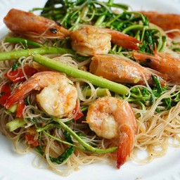 หมี่กระเฉด กุ้งสด