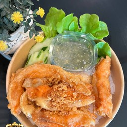 ข้าวท้องปลาแซลม่อนทอด