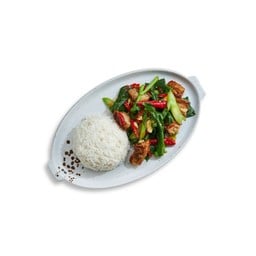 ยันหว่าง - ข้าวราดผัดคะน้า