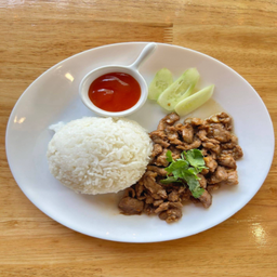 ข้าวหมูชิ้นทอดกระเทียม