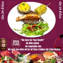 สเต็กวากิวสะโพกกับเซลมอนย่าง เห็ดพอร์โทเบลโลอบชีสราวีโอลีทรัฟเฟิล,ข้าวโพดปิ้งเตา