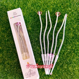 เทียนวันเกิดแบบเกลียว สีเงิน