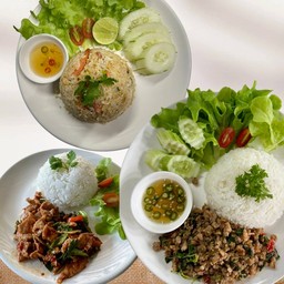 [เซตสุดฮิต] ข้าวราดกระเพราหมูสับ + ข้าวราดผัดพริกแกงไก่ + ข้าวผัดหมู