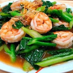 ข้าวคะน้าน้ำมันหอยกุ้ง