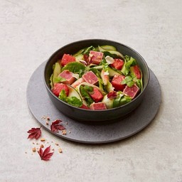 Tuna and cos salad with yuzu kosho vinaigrette 147.7 Kcal