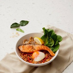 Fried Tom-Yum Paste Rice with Salmon