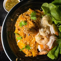 ข้าวหน้าอีกุ้งราดซอสโครตพ่องมันกุ้ง