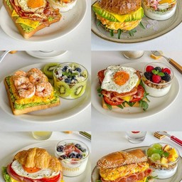 ขนมปังหน้ากุ้งชีส ไข่ดาวเยิ้ม เบคอนชีส เลือกได้1 อย่าง