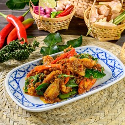 ปลาเห็ดโคนทอดราดพริกสูตรโบราณ