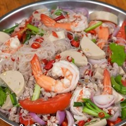 ยำวุ้นเส้นกุ้ง+หมูยอโบราณ