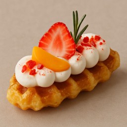 ครอฟเฟิลสตอเบอรี่พีช Peach strawberry croffle