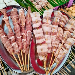 เซ็ตสามชั้น+เนื้อหมูสด5+5ไม้