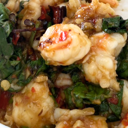 กะเพรากุ้งสับ (เป็นกับ)