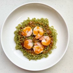 บะหมี่ผักเกี๊ยวกุ้ง+ไข่กุ้ง