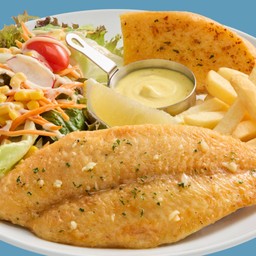 สเต๊กปลาดอรี่ย่างเนยกระเทียม