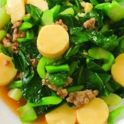 ข้าวหน้าผัดคะน้าหมูสับ,เต้าหู้ไข่สด