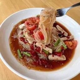 ตำเส้นเล็ก+หมูยอ+หมูสด(แยกน้ำ)