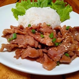 ไก่ผัดซอสเทอริยากิราดข้าว