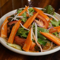 (น้ำยำอร่อยที่สุดในอู่ทอง เพราะใช้มะนาวแท้)ยำไทย ปูอัด ใช้มะนาวแท้