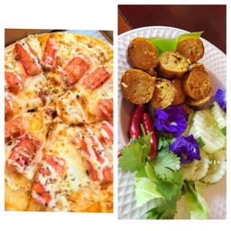 พิซ่าปูอัดและไส้อั่ว