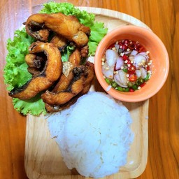 ข้าวปลาทอด พริกน้ำปลา