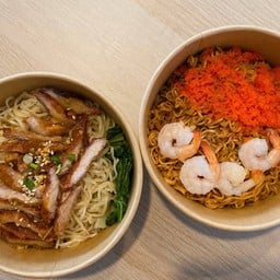 🍗บะหมี่ไก่ทอดเฮียล้อ & มาม่าไข่กุ้ง 🦐