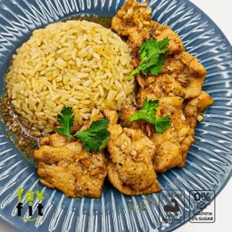 ข้าวกล้องไก่กระเทียมพริกไทย (คลีน)