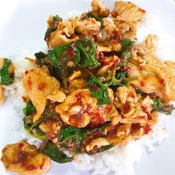 ผัดกระเพราไก่ราดข้าว