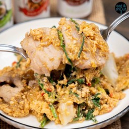 สุกี้แห้งหมูลูกชิ้นปลา