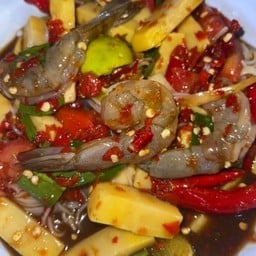 ตำหน่อไม้หั่นปูปลาร้า กุ้งสด