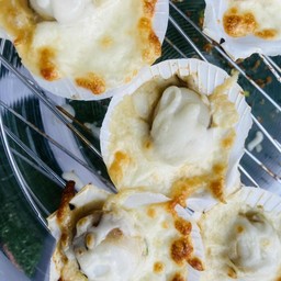 หอยเชลล์อบครีมซอสชีสหัวหอม