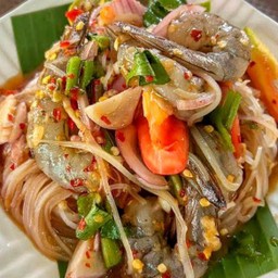 ตำเส้นเล็กกุ้งสด 4ตัว