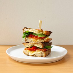 Hot Honey, Roated Bell Pepper, Mozzarella and Cos Salad