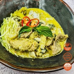 ขนมจีนเส้นบุกแกงเขียวหวานไก่ยอดมะพร้าว (คีโต)