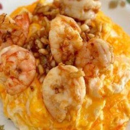 ข้าวกุ้งกระเทียม+ไข่ข้น