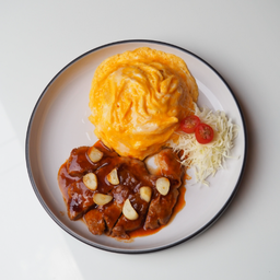 ข้าวไข่ข้น สเต็กหมูทงเทกิ