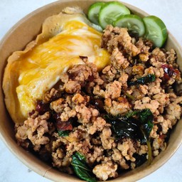 ข้าวกะเพราหมูสับ+ไข่ข้น