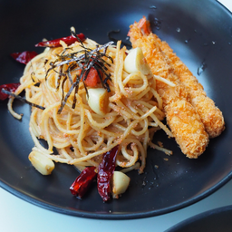 สปาเก็ตตี้ไข่ปลาเมนไทโกะผัดพริกกระเทียม