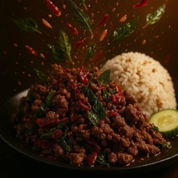 ข้าวราดกะเพราเนื้อสับ