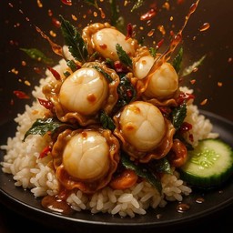 ข้าวราดกะเพราหอยเชลล์