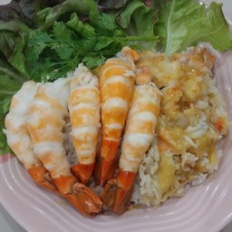 ข้าวกุ้งแกะน้ำจิ้มซีฟู้ด