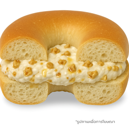 Plain bagel with honey, walnuts cream cheese