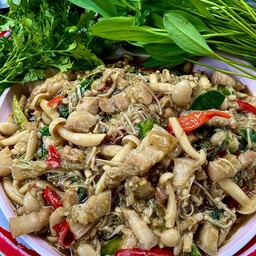 หมกเห็ดรวมหมูสามชั้น