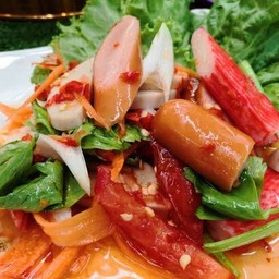 ยำปูอัด+ไส้กรอก