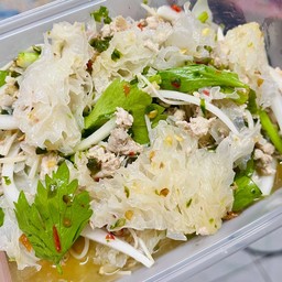 ยำเห็ด หู หนู ขาว      (เห็ดหูหนูขาว+ หมูสับ)