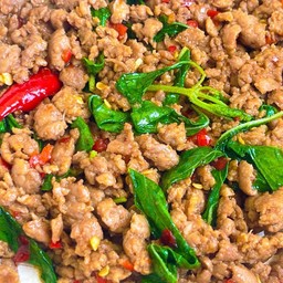 กระเพราไก่สับบด